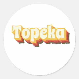 Topeka Retro Vintage Text Classic Round Sticker