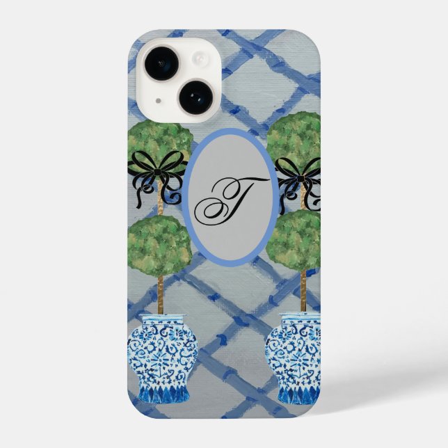 Topiary Blue Ginger Jars Jar  Mat    iPhone Case (Back)