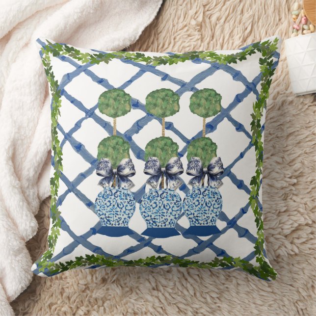 Topiary Chinoiserie Ginger Jar Jars Lumbar  Cushion (Blanket)