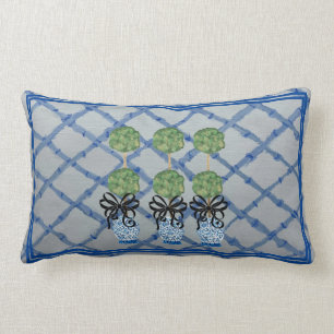 Topiary Chinoiserie Ginger Jar Lumbar  Accent Pill Cushion