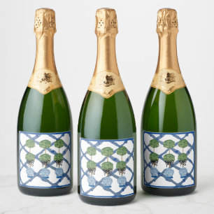 Topiary Chinoiserie Ginger Jar Napkins Sparkling Wine Label