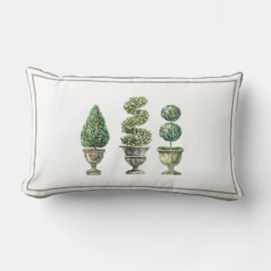 Topiary Tree in Stone Planters Lumbar Cushion