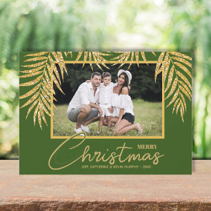 Topical Green Christmas Photo Holiday Card