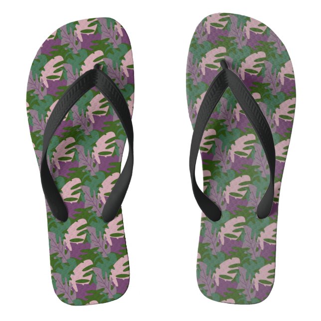Topical Leaf Monstera Purple Green Jandals (Footbed)