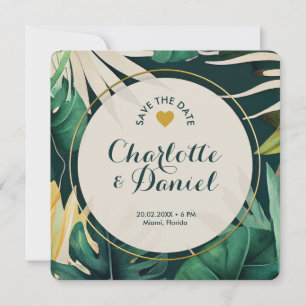 Topical Leaves Pattern Wedding Save The Dates Invitation