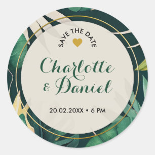Topical Print   Save The Date   Wedding Classic Round Sticker