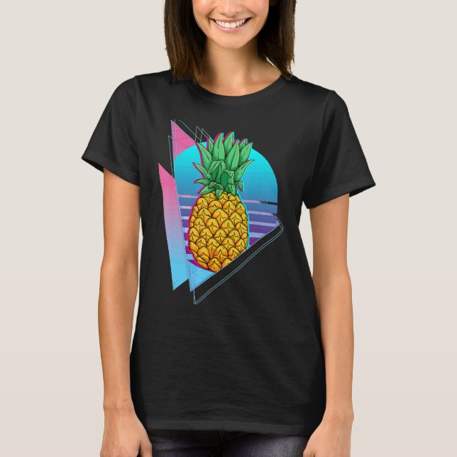 Topical Summer Vacation Pineapple Synthwave 90s Va T-Shirt (Front)