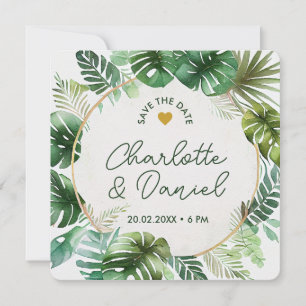 Topical Watercolor Print Wedding Save The Date Invitation