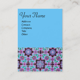 TOPKAPI,DAMASK FLORAL PINK BLACK BLUE FLOWERS BUSINESS CARD