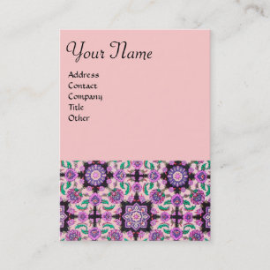 TOPKAPI,DAMASK FLORAL PINK PURPLE BLACK FLOWERS BUSINESS CARD