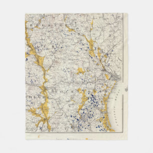 Topographic and Glacial Map of New Hampshire Fleece Blanket