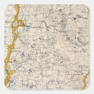 Topographic and Glacial Map of New Hampshire Square Sticker