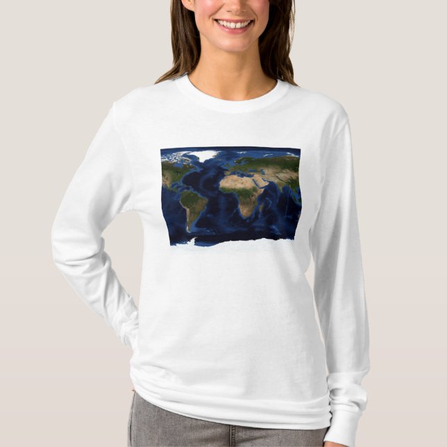 Topographic & bathymetric shading of full earth T-Shirt (Front)