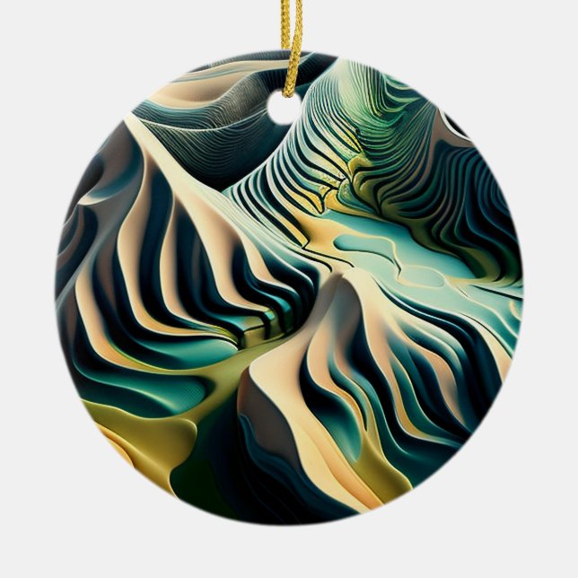 Topographic Currents Ceramic Tree Decoration (Front)