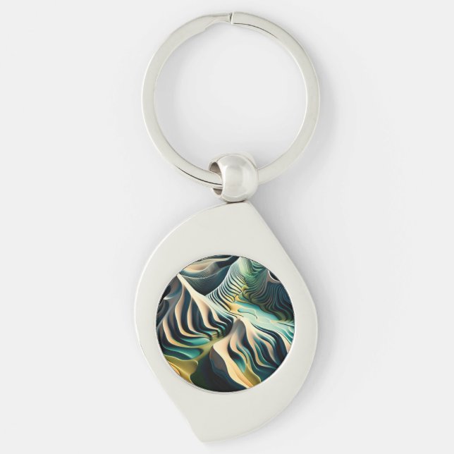 Topographic Currents Key Ring (Front)