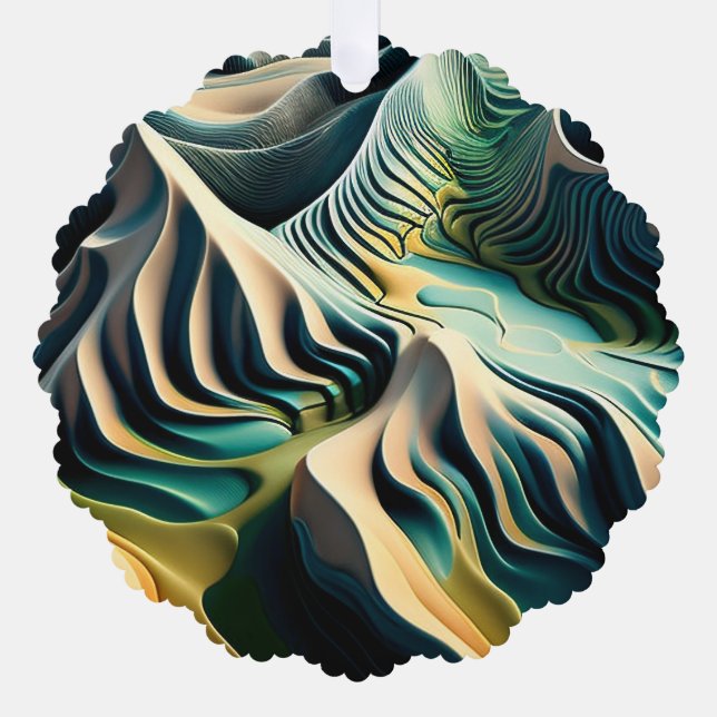 Topographic Currents Tree Decoration Card (Front)