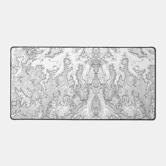 Topographic Extended White Mouse Pad Large,Gaming  (Front)
