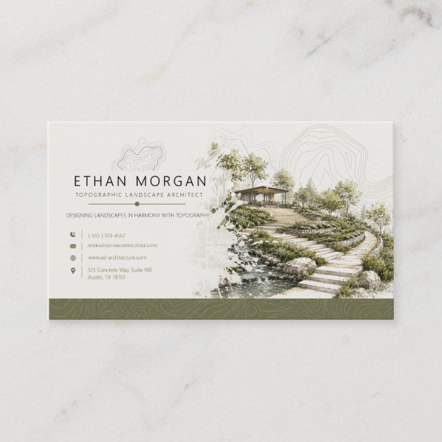Topographic Landscape Architect Business Card (Front)