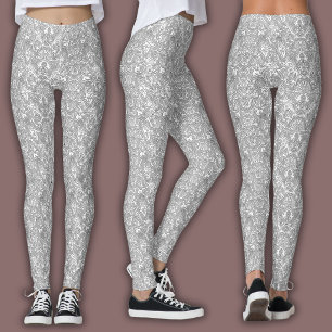 Topographic Line Pattern   White and Black Leggings