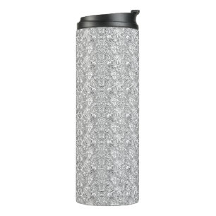 Topographic Line Pattern   White and Black Thermal Tumbler
