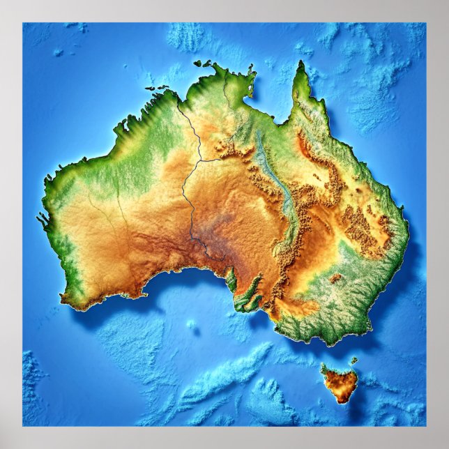 Topographic Map Australia Poster (Front)