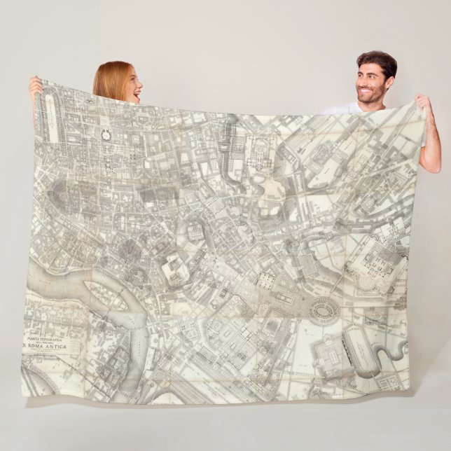Topographic Map of Ancient Rome, Italy Fleece Blanket (In Situ)