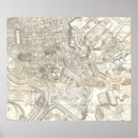 Topographic Map of Ancient Rome, Italy