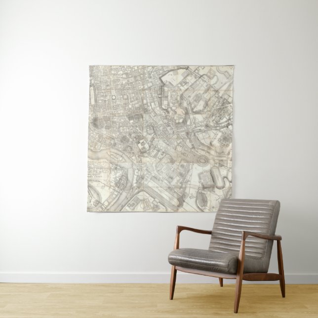 Topographic Map of Ancient Rome, Italy Tapestry (In Situ)
