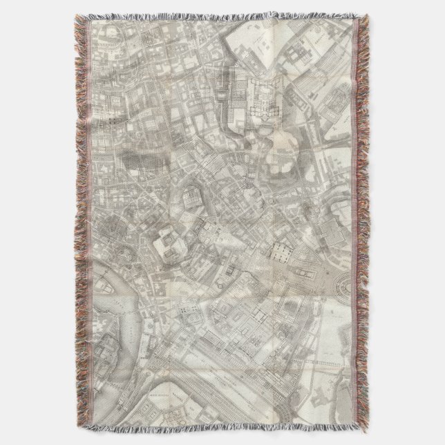 Topographic Map of Ancient Rome, Italy Throw Blanket (Front Vertical)