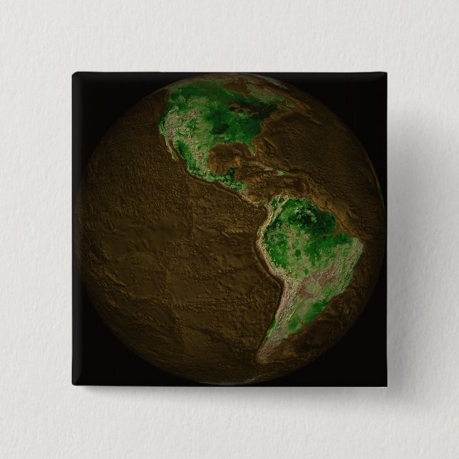 Topographic Map of Earth 15 Cm Square Badge (Front)