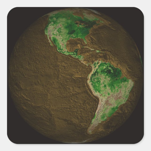 Topographic Map of Earth Square Sticker (Front)