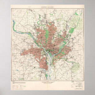 Topographic Map of Washington, D.C. 1953 Poster