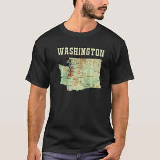 Topographic Map Of Washington State Major Cities R T-Shirt