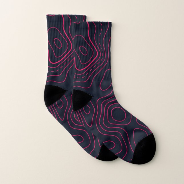 Topographic Map Pattern Socks (Pair)