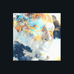 Topographic Mind Flow Colorful Profile Canvas Print<br><div class="desc">A luminous human profile in pale white and beige becomes a living canvas for swirling topographic lines and radiant color waves. Electric turquoise, fiery orange, coral, golden yellow, and teal contours ripple across the face like visible thoughts, emotions, or universal energy, while subtle earthy brown textures reveal deeper layers beneath....</div>