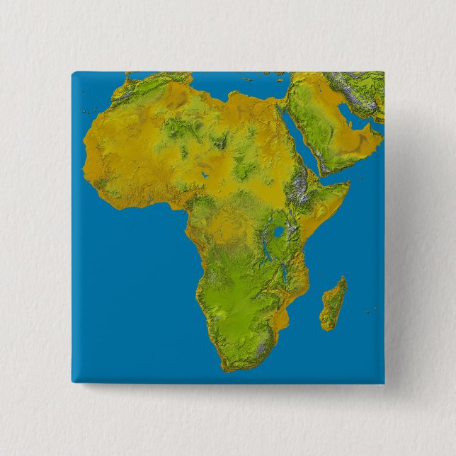 Topographic view of Africa 15 Cm Square Badge (Front)
