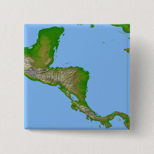 Topographic view of Central America 15 Cm Square Badge