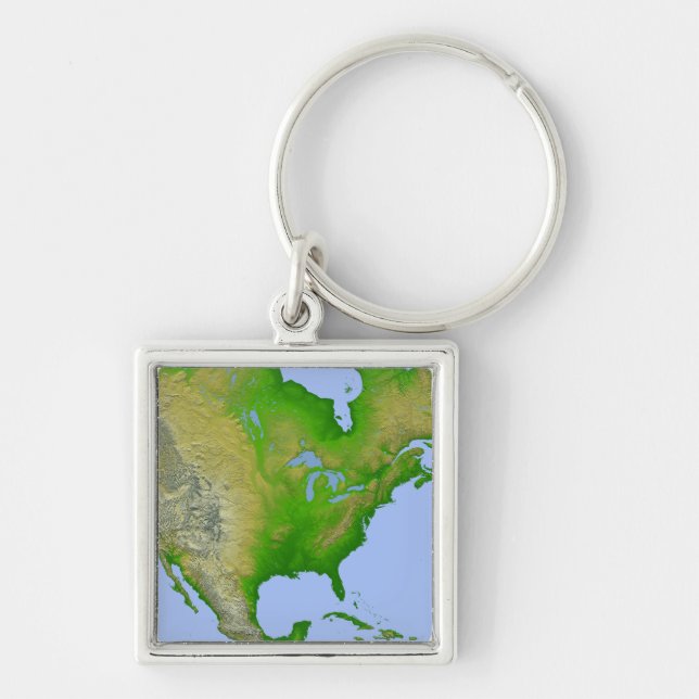 Topographic view of North America Key Ring (Front)
