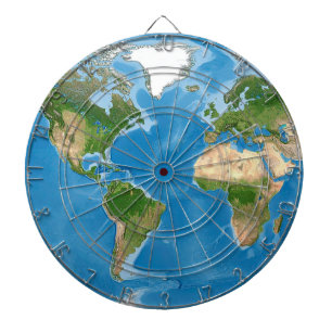 Topographic World Map Earth Illustration Dartboard