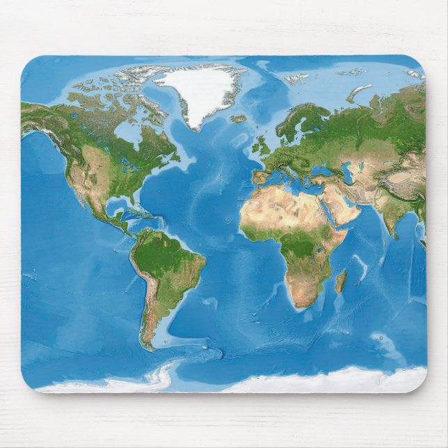 Topographic World Map Earth Illustration Mouse Pad (Front)