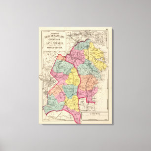 Topographical atlas of Maryland counties 4 Canvas Print