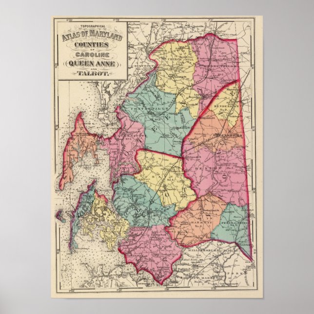 Topographical atlas of Maryland counties Poster (Front)