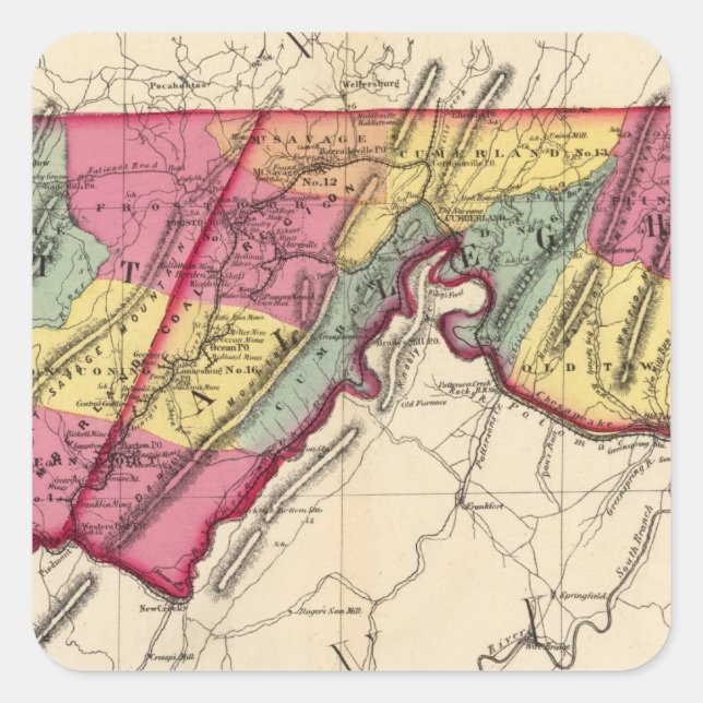 Topographical atlas of Maryland counties Square Sticker (Front)