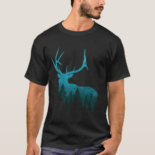 Topographical Bull Elk Deer Hunting Antlers Deer H T-Shirt