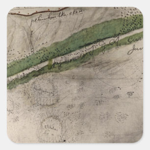 Topographical chart of the battlefield of the Litt Square Sticker