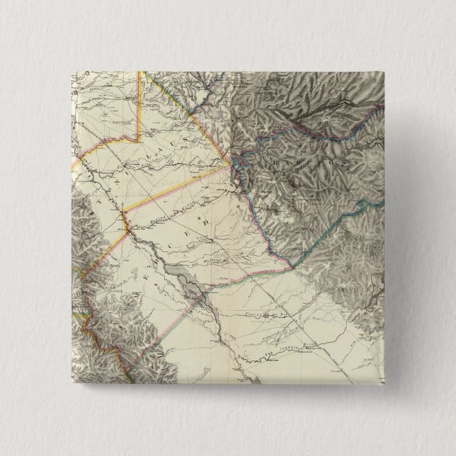 Topographical Map of Central California 15 Cm Square Badge (Front)