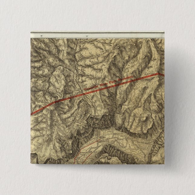 Topographical Map of The Yosemite Valley 15 Cm Square Badge (Front)