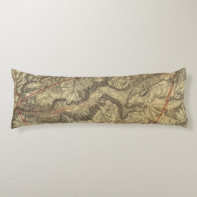 Topographical Map of The Yosemite Valley 2 Body Cushion (Front)