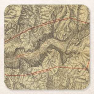 Topographical Map of The Yosemite Valley 2 Square Paper Coaster