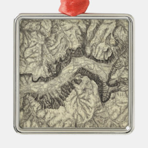 Topographical Map of The Yosemite Valley Metal Tree Decoration